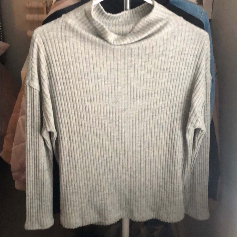 Cutest Nordstrom grey mock neck sweater!